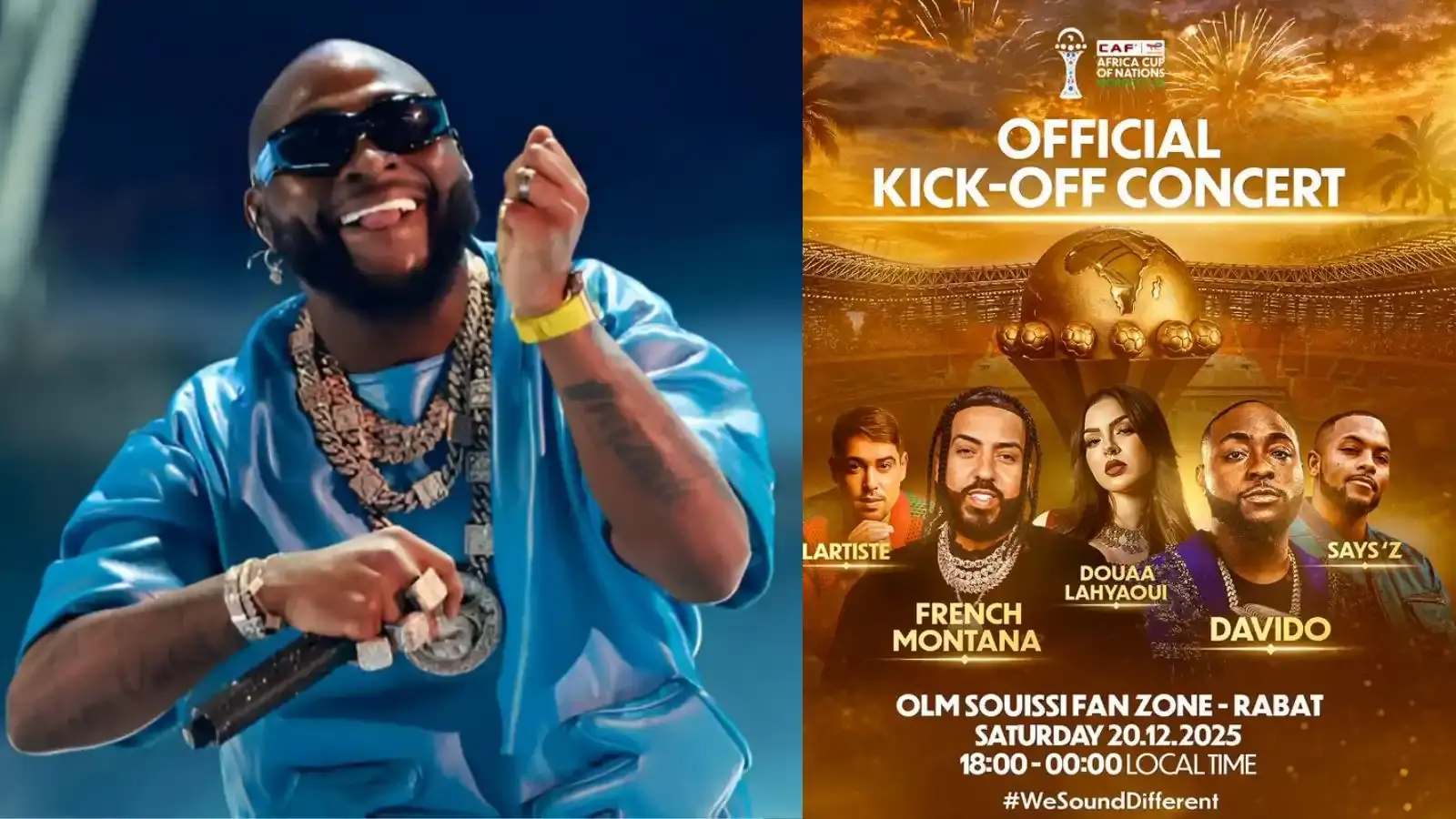 AFCON 2025: Davido, French Montana to Perform at Opening Concert
