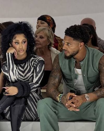 Cardi B, Super Eagles Goalkeeper Maduka Okoye Spark Buzz After Cozy Paris Fashion Week Appearance